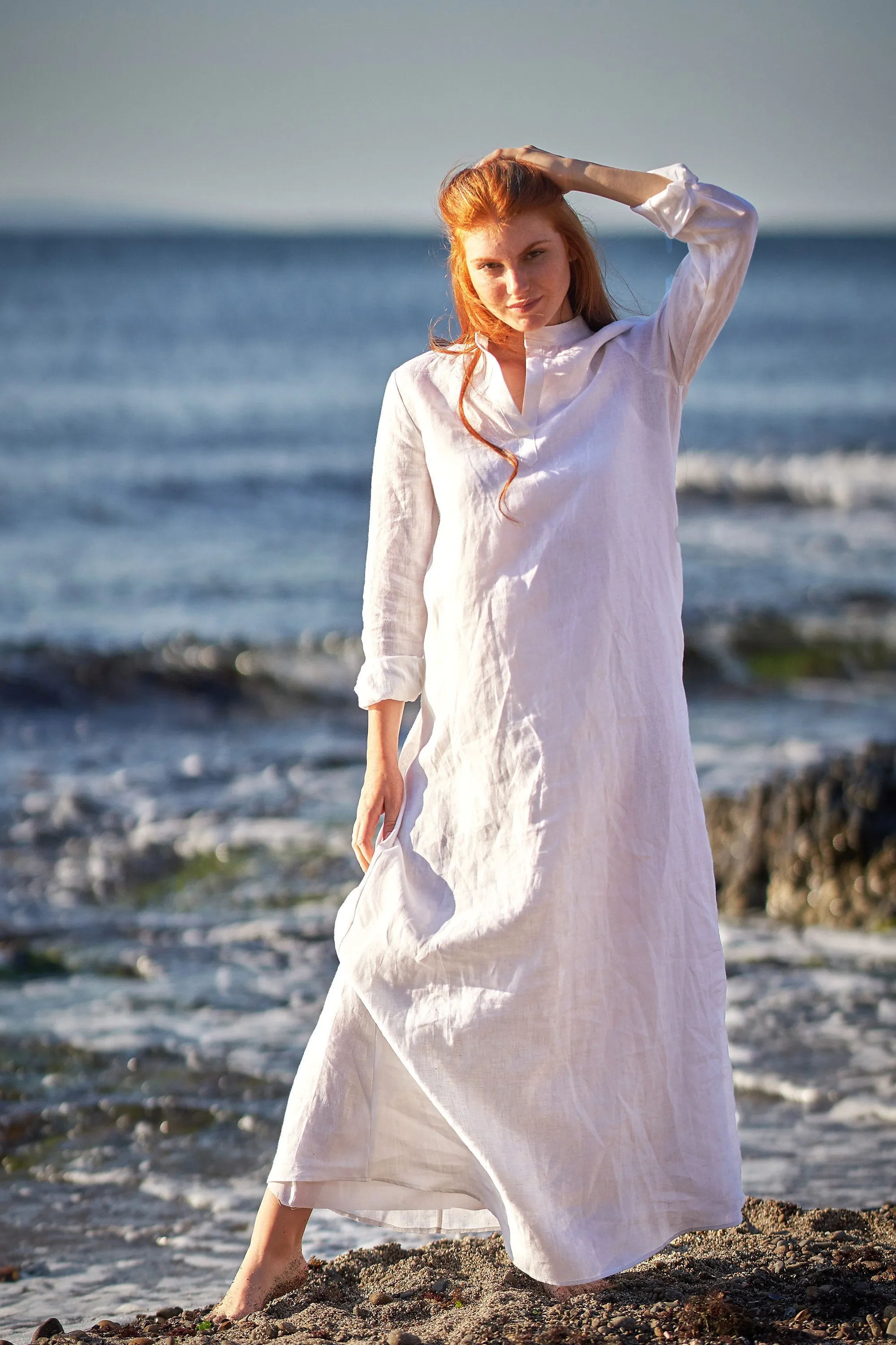 Full Sleeve Linen Kaftan Dress