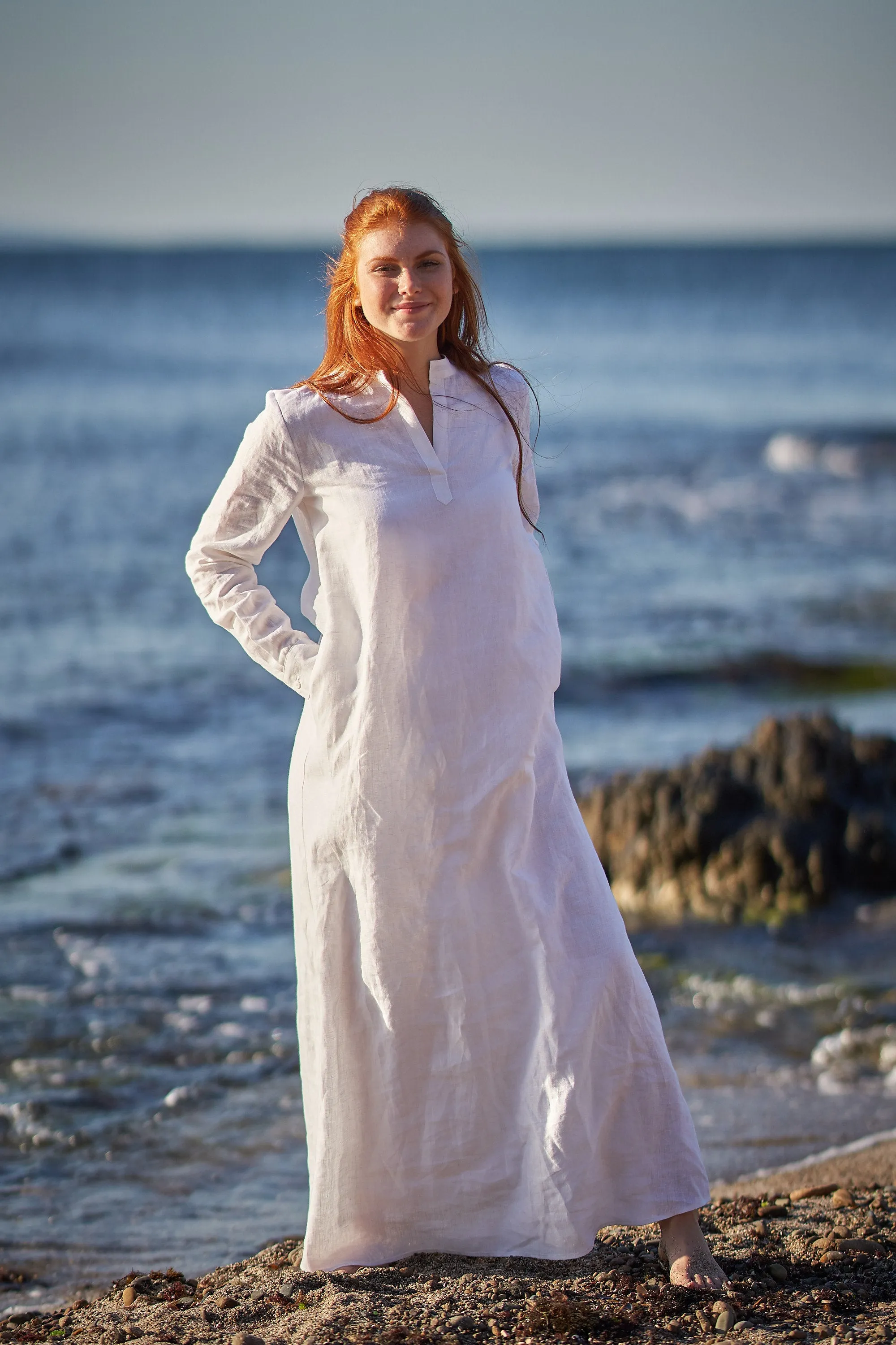 Full Sleeve Linen Kaftan Dress