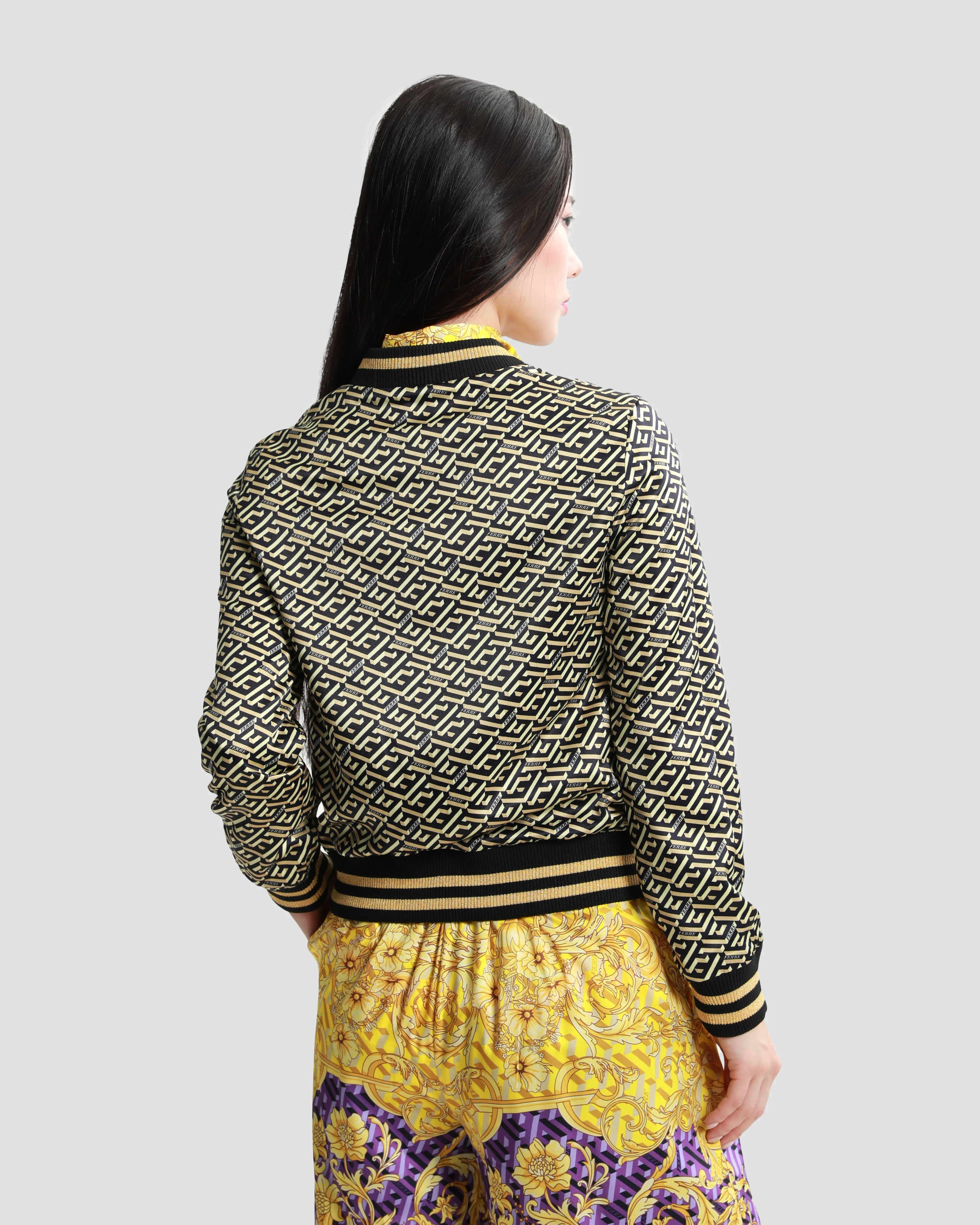 Geometric Baroque Reversible Bomber Jacket