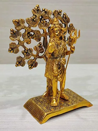 GiftNagri Gold Plated Metal Handicraft Lord Shiva Bholenath Shivji Idol Hindu Bhagwan Murti Bholebaba Idol with Flat Tree Standing for Home Temple Pooja Purpose