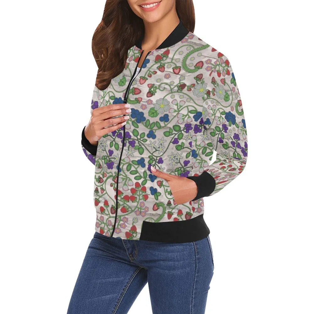 Grandmother Stories Bright Birch All Over Print Bomber Jacket for Women