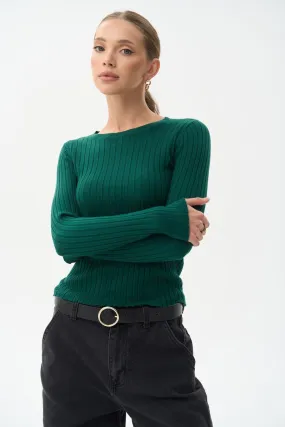 Green Knit Long Sleeve Top