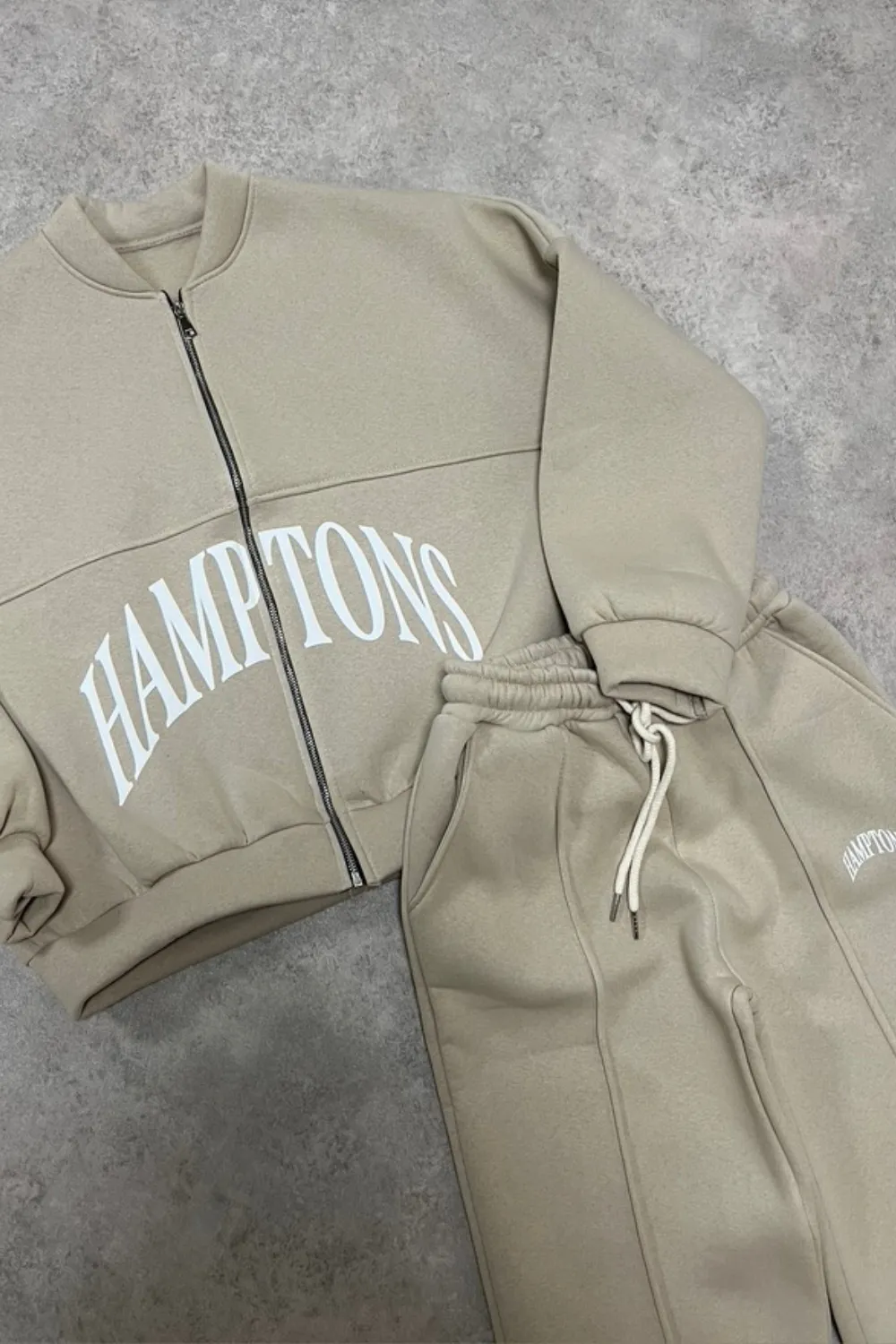 Hamptons bone printed bomber jacket and straight leg jogger