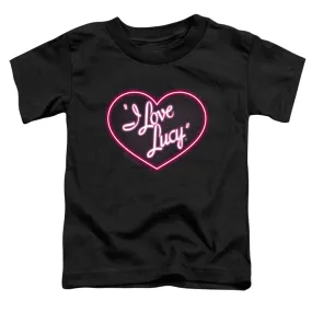 I Love Lucy Neon Logo Toddler Kids Youth T Shirt Black