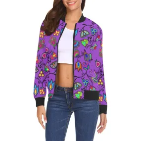 Indigenous Paisley - Dark Orchid Bomber Jacket for Women