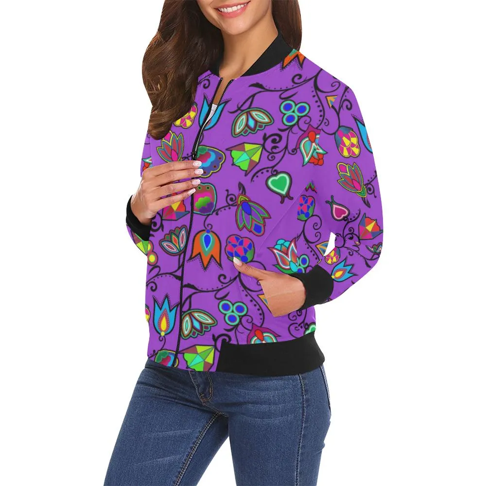 Indigenous Paisley - Dark Orchid Bomber Jacket for Women