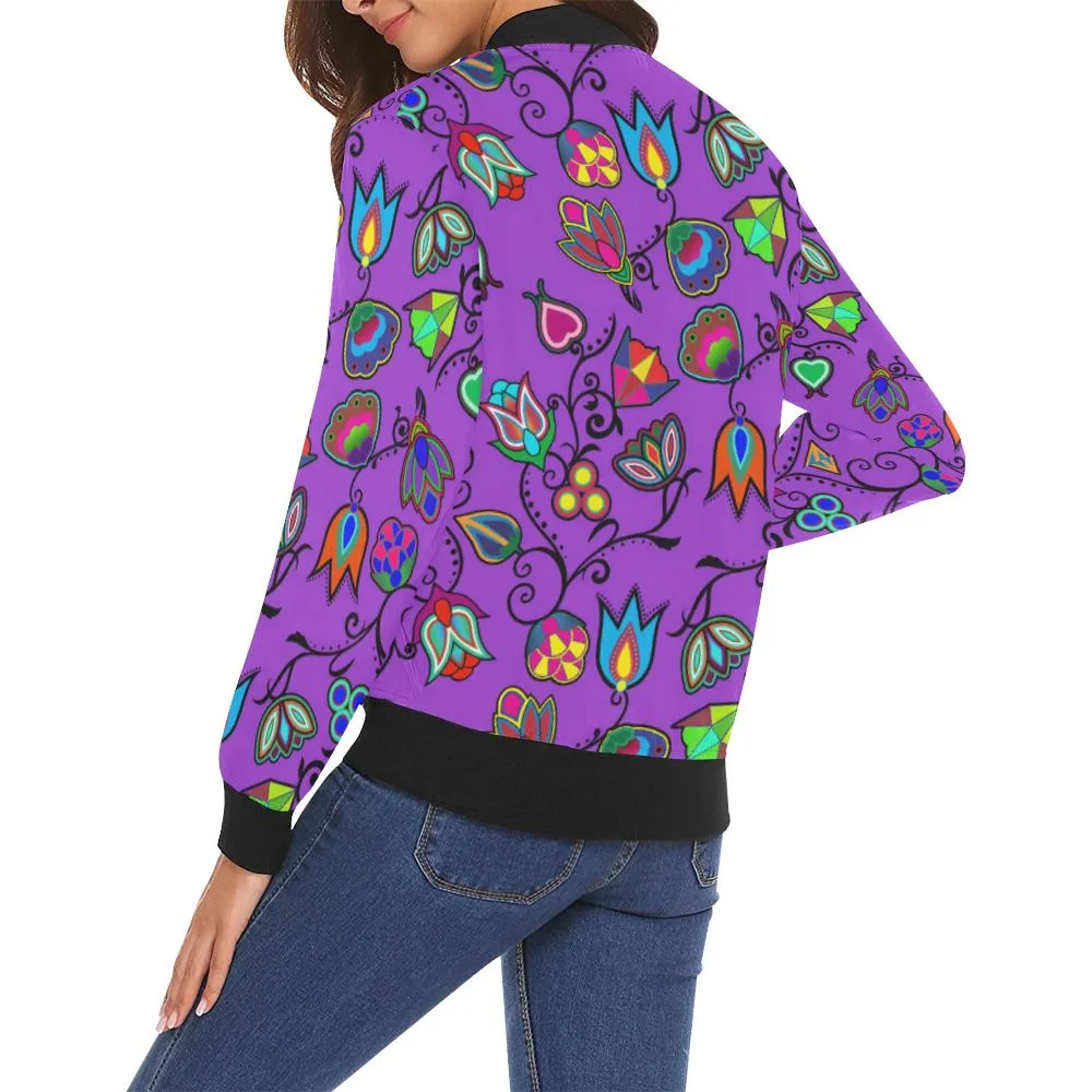 Indigenous Paisley - Dark Orchid Bomber Jacket for Women