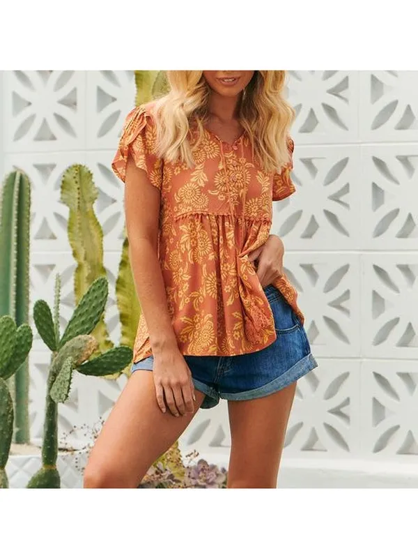 JAASE Day Dream Sun Print Ella Top - Orange