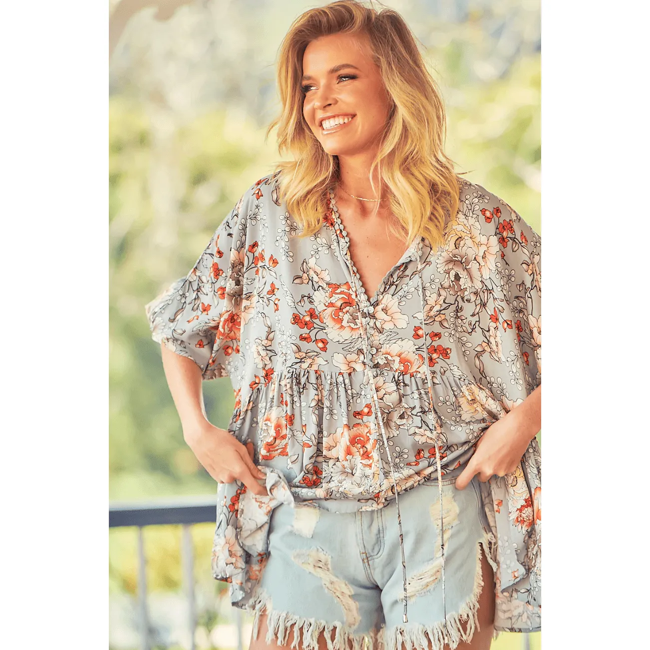 JAASE Orange blossom Print Chloe Top - Plus