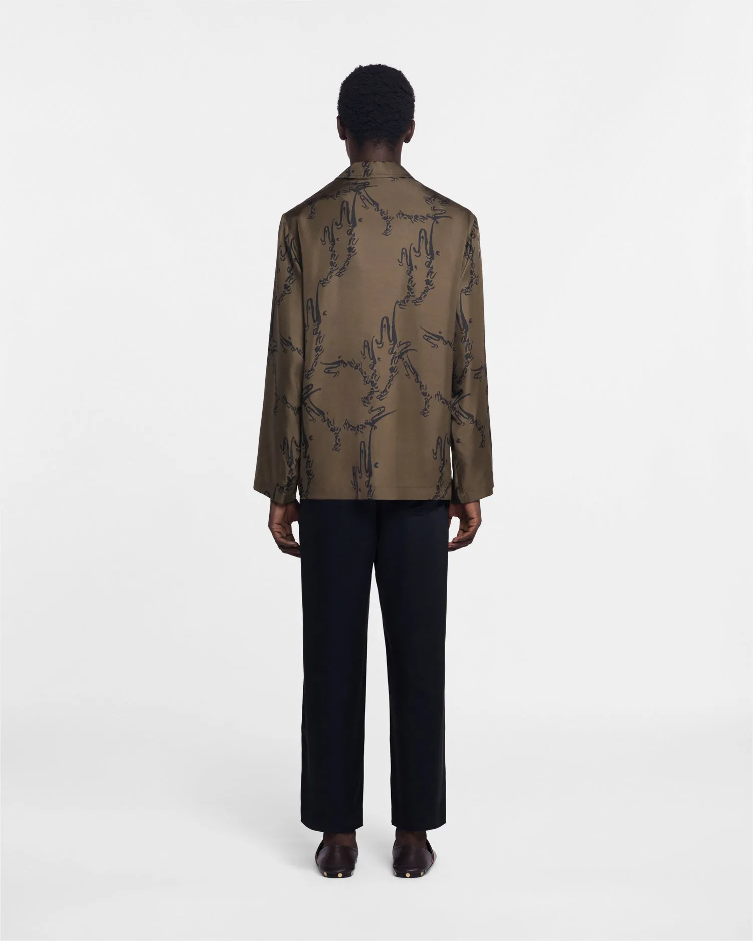 Jelmer - Printed Silk-Twill Shirt - Khaki