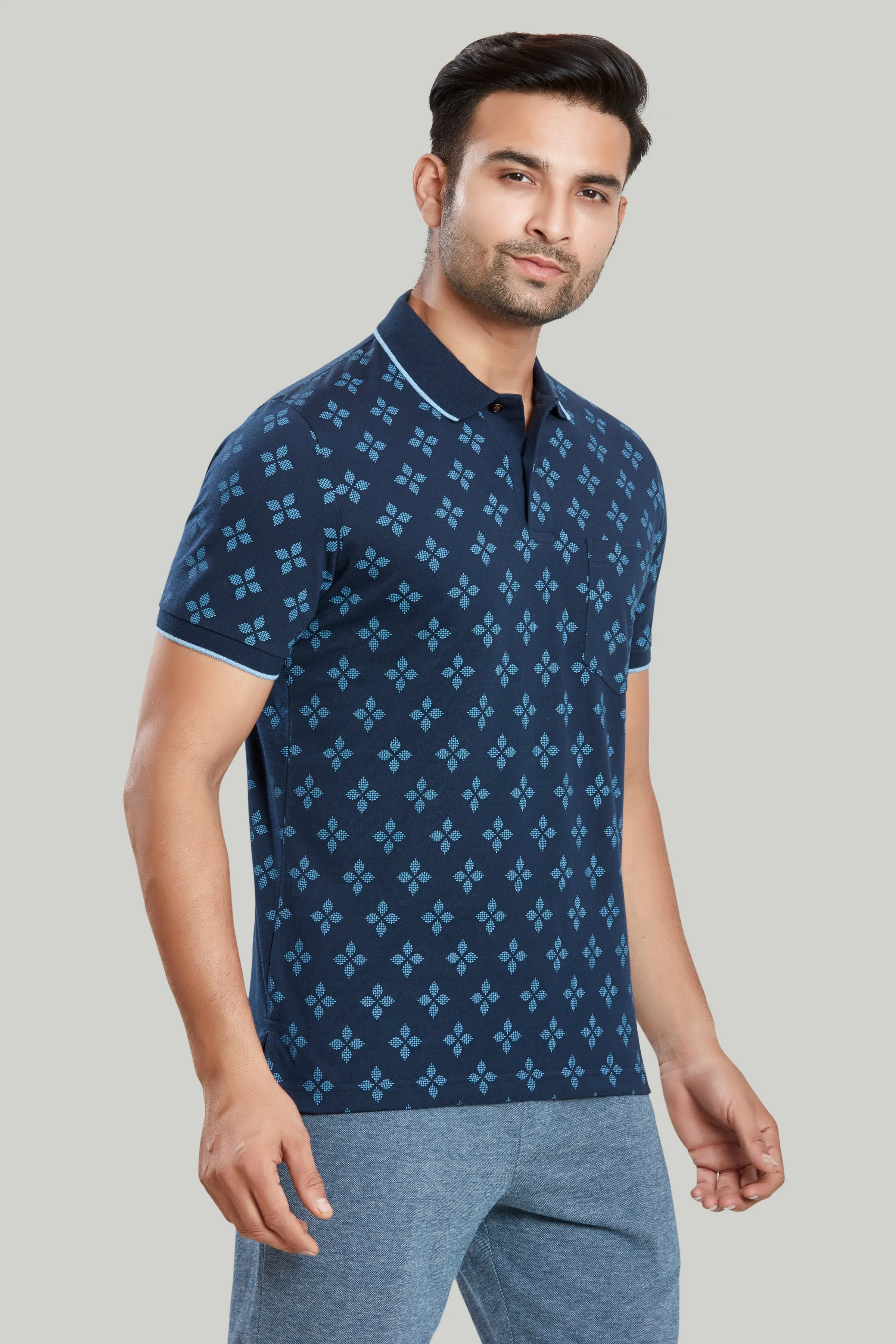 Jersey Flower Print Polo