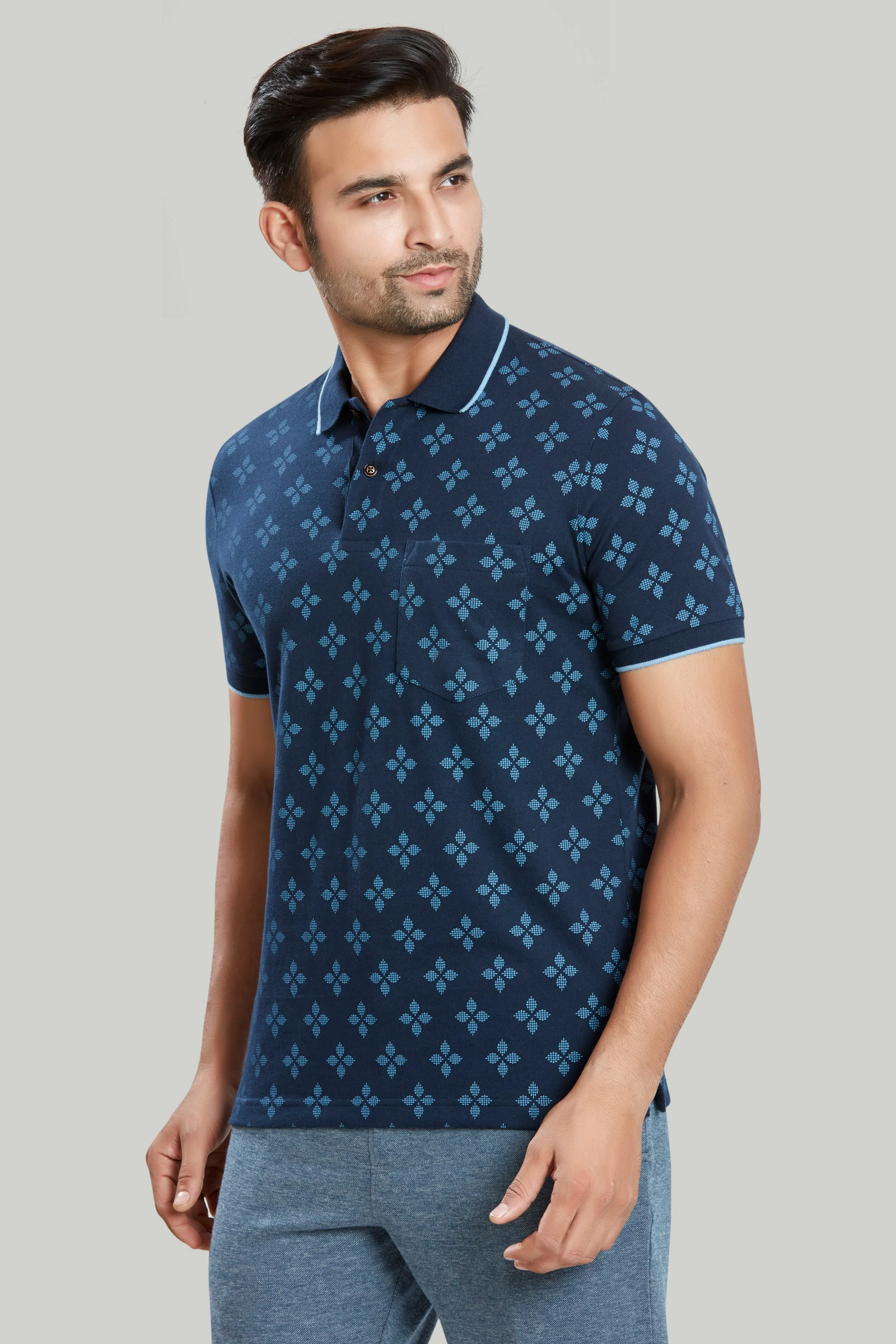 Jersey Flower Print Polo