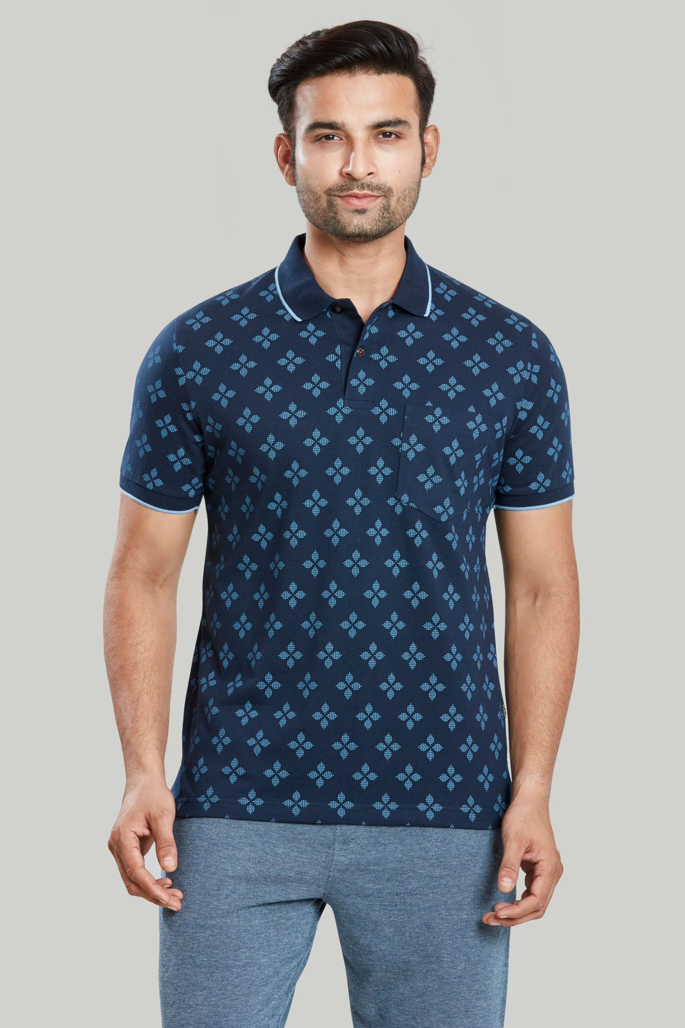 Jersey Flower Print Polo