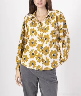 Katrina Button Up Daisy Blouse in Yellow