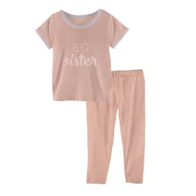 KicKee Pants Applique S/S Pajama Set - Blush Big Sister