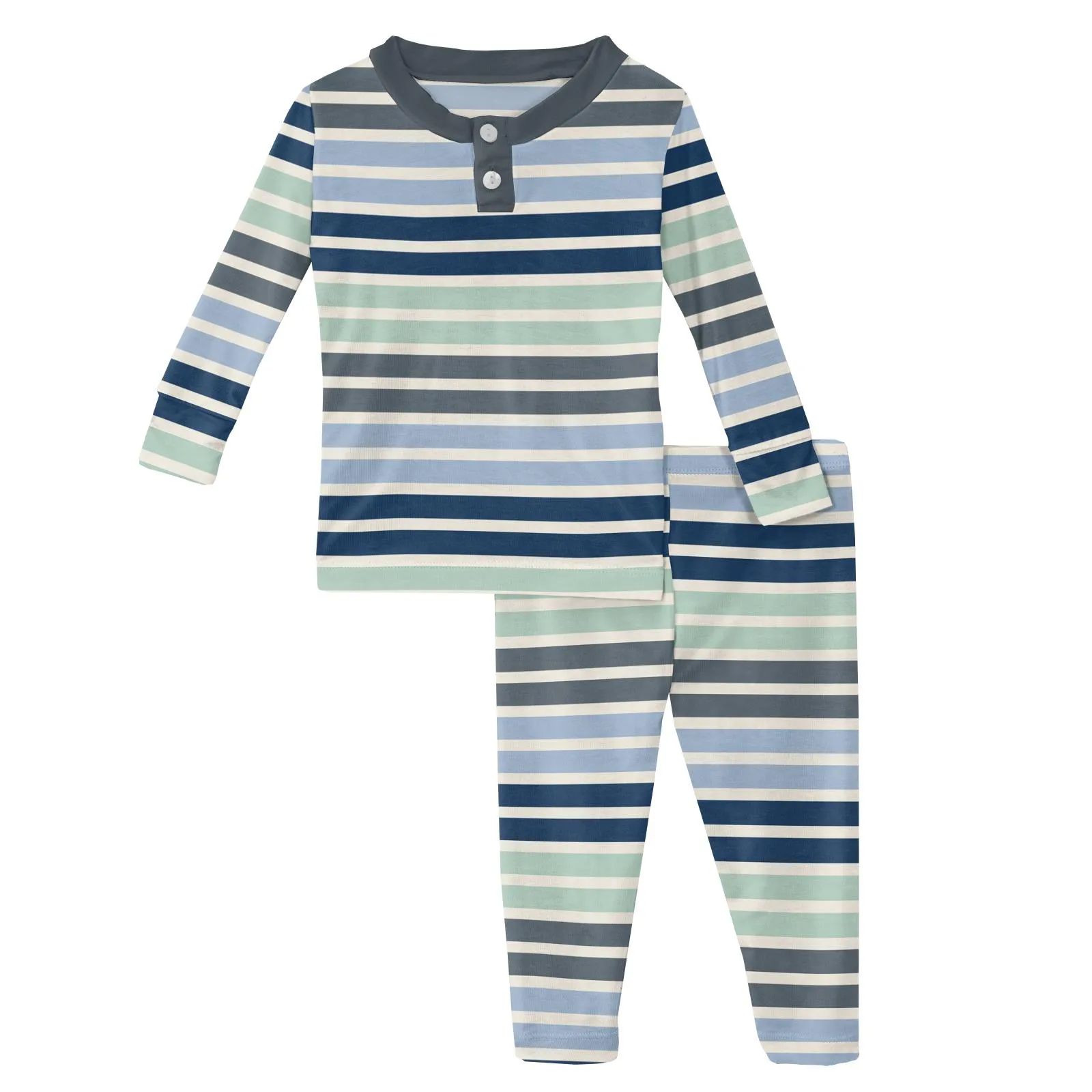 KicKee Pants Fairground Stripe Henley L/S Pajama Set