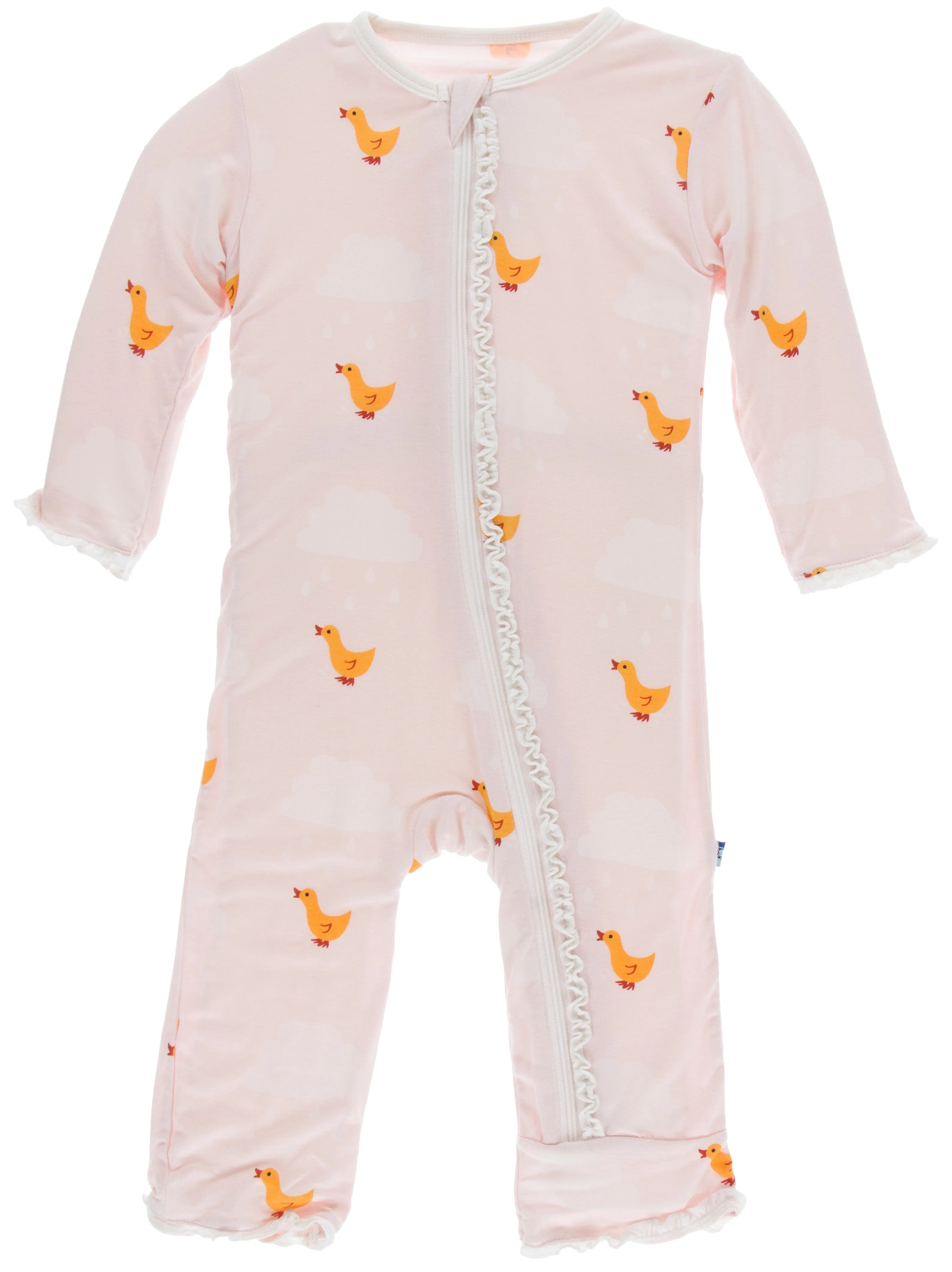 KicKee Pants Macaroon Puddle Duck Muffin Ruffle Coverall with Zipper