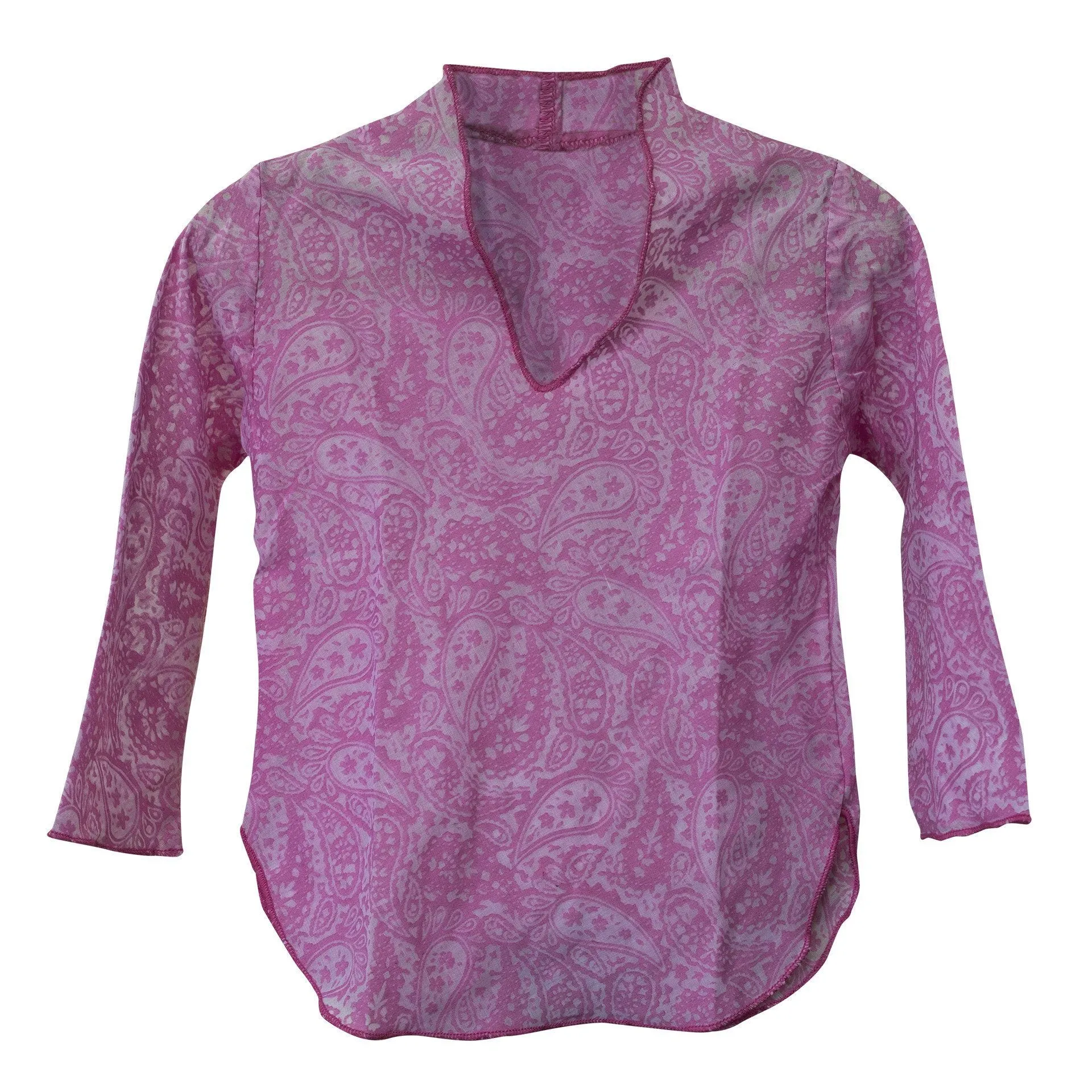 Kids Boy Girl Unisex Cotton Shirt Top V Neck 3/4 sleeve M Paisley