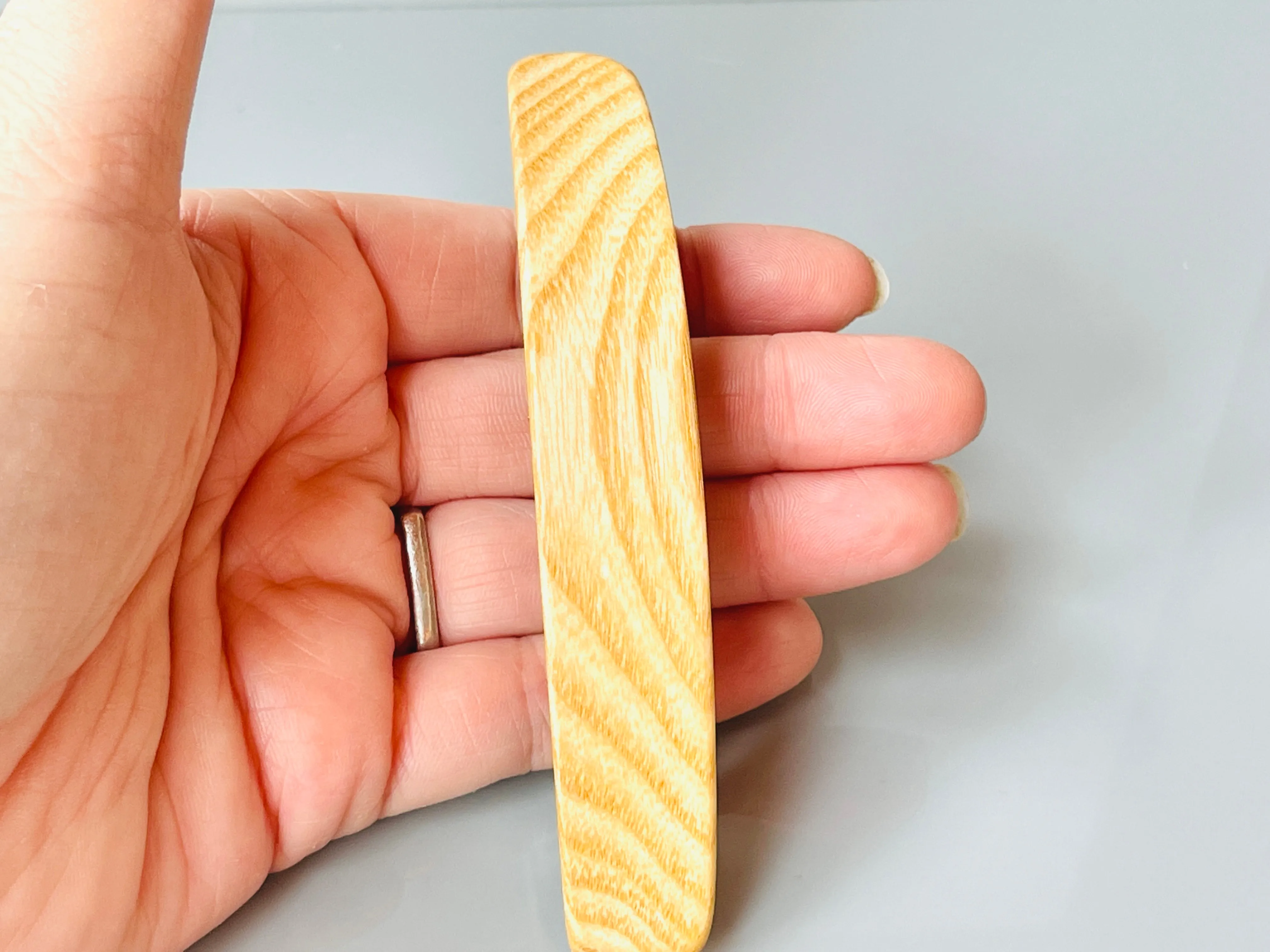 Large White Ash wood barrette, Light wood hair clip