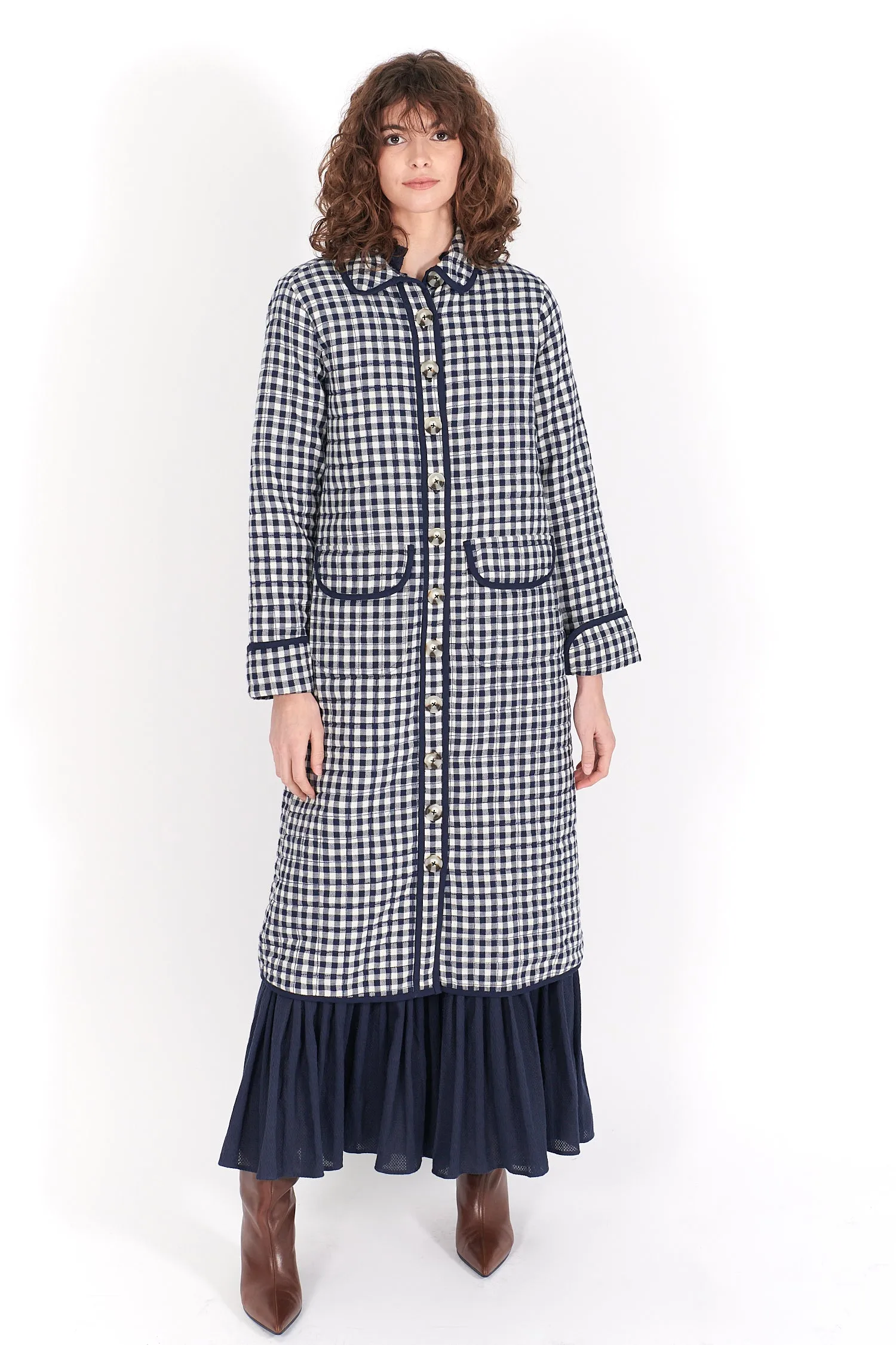 Lilibet Jacket in Indigo Gingham