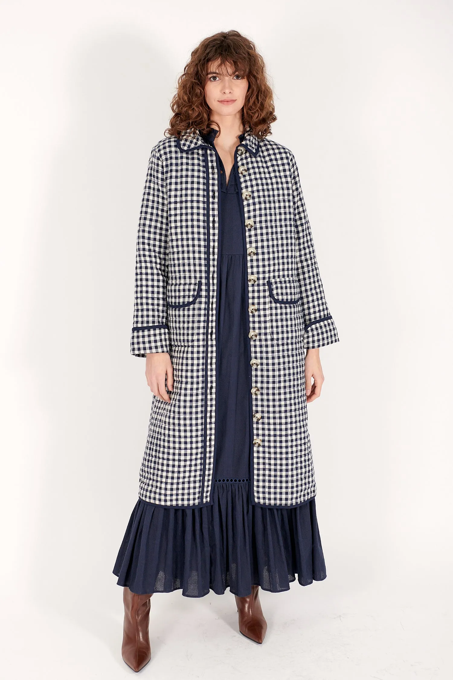 Lilibet Jacket in Indigo Gingham