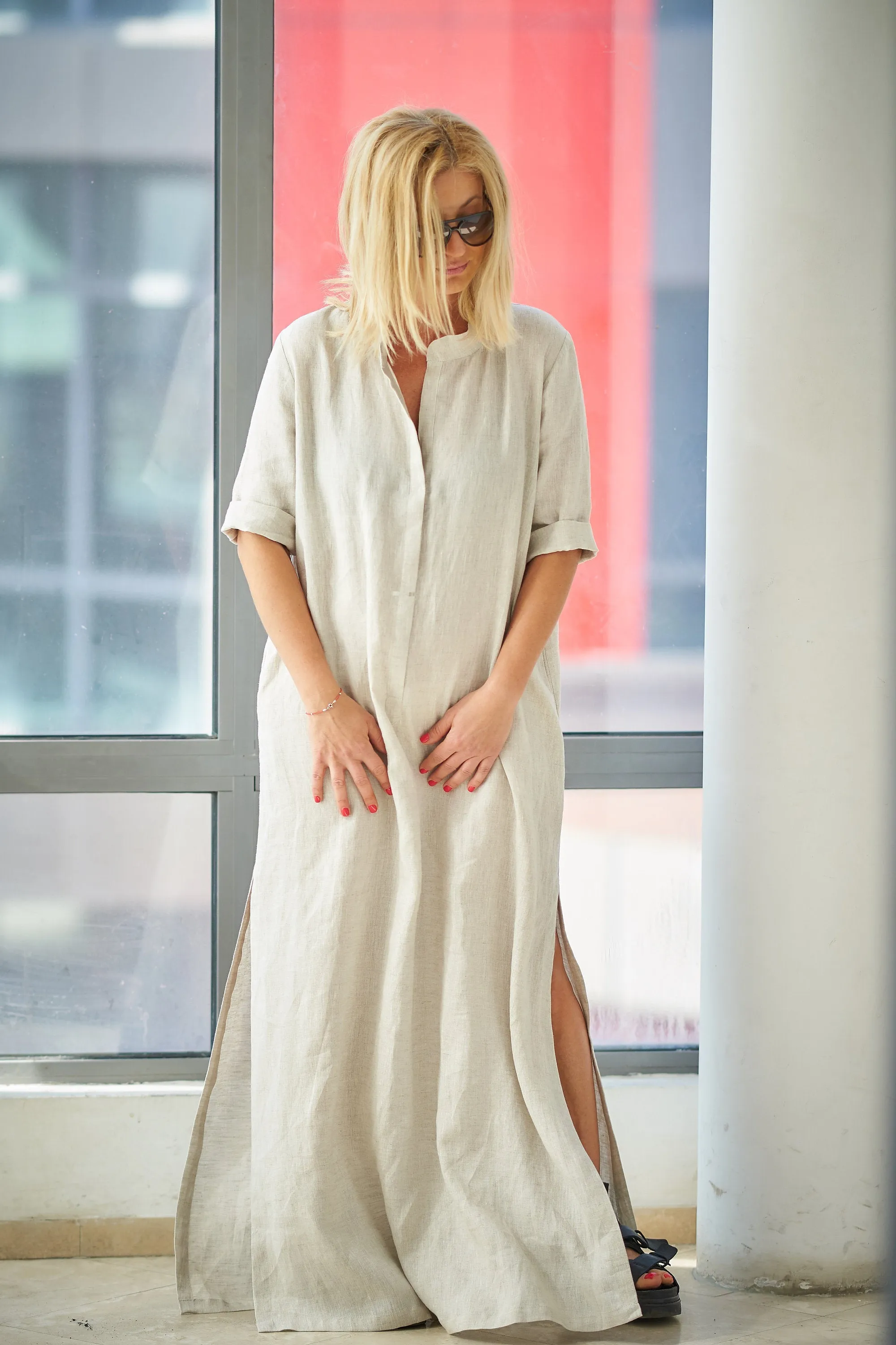 Linen Kaftan Dress