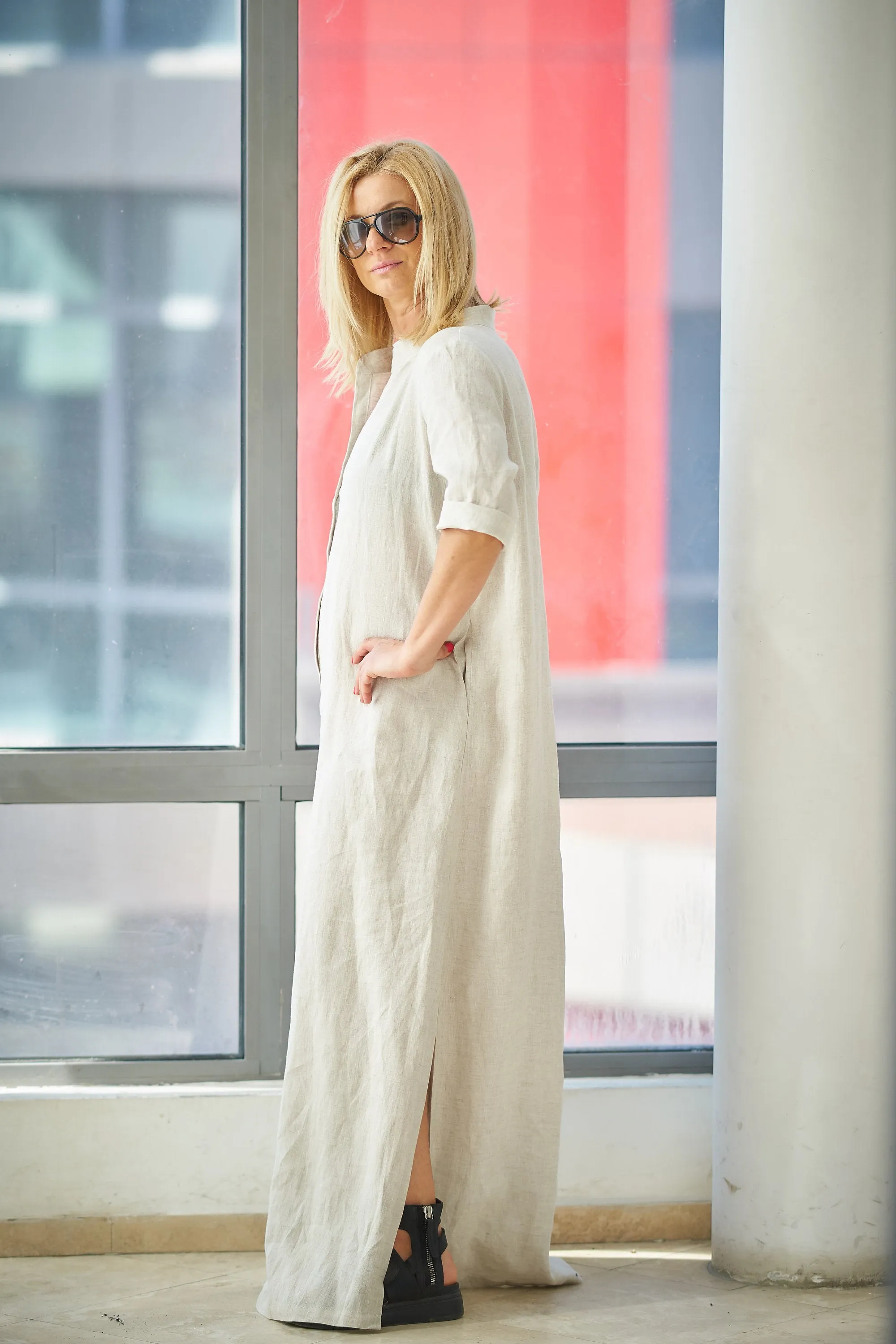 Linen Kaftan Dress