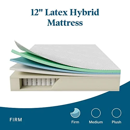 Lucid L300 Full Adjustable Bed Base with Lucid 12 inch Latex Hybrid Full Mattress