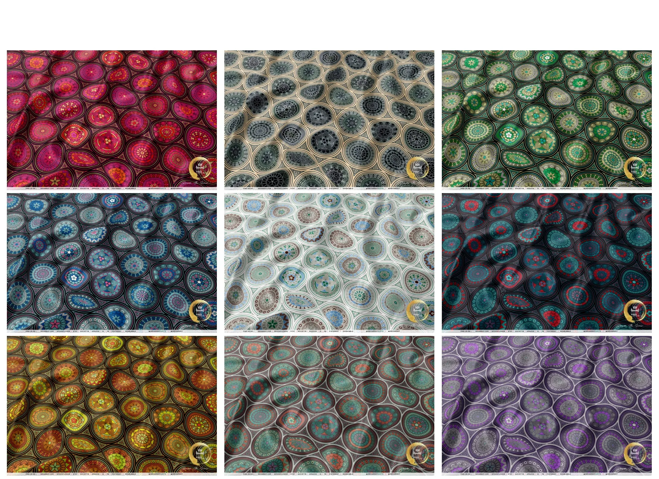 Mandala Disc Apparel Fabric 3Meters , 9 Designs | 8 Fabrics Option | Fabric By the Yard | D20322