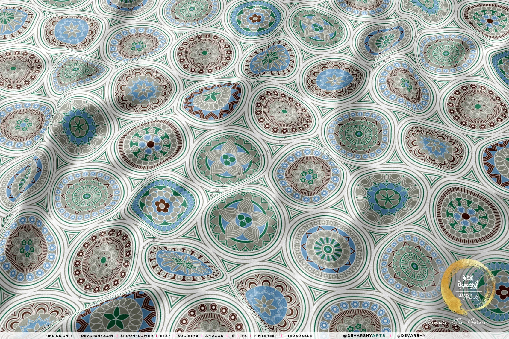 Mandala Disc Apparel Fabric 3Meters , 9 Designs | 8 Fabrics Option | Fabric By the Yard | D20322