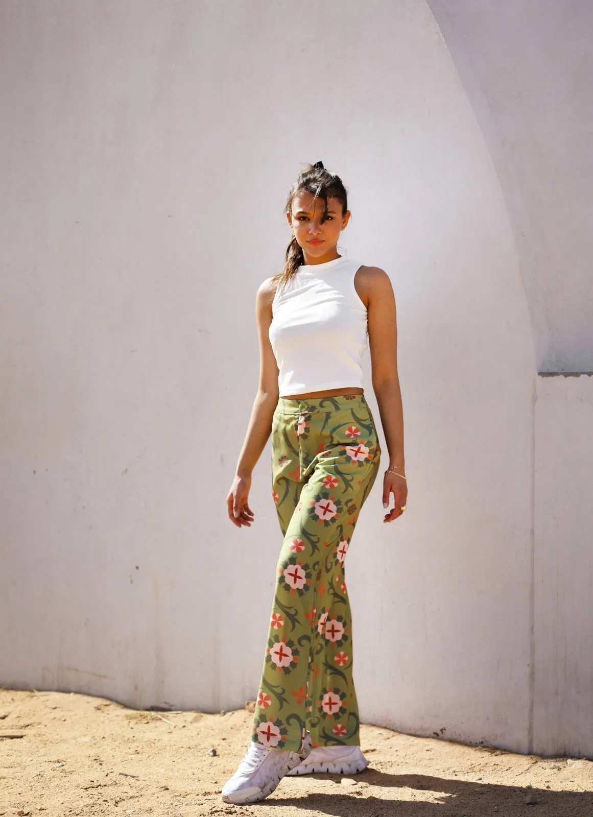 Marrakesh Inspired Green Crepe Pants