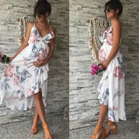 Maternity Dresses Maternity Clothes Pregnancy Dress Pregnant Dress Casual Floral Falbala Pregnants Dress Comfortable Sundress