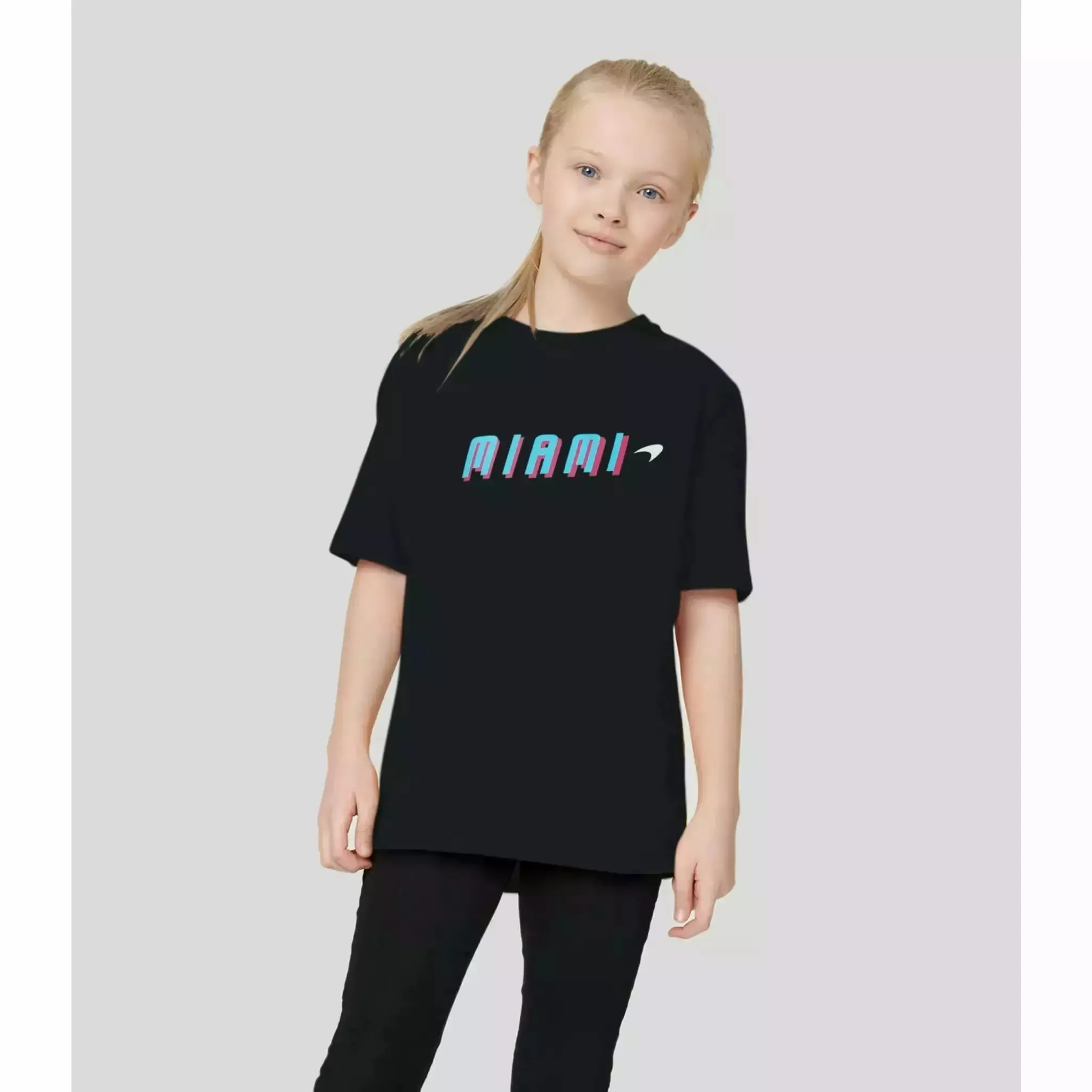 McLaren F1 Kids Miami Neon Graphic T-Shirt-Black/Vice Blue/Beetroot Purple