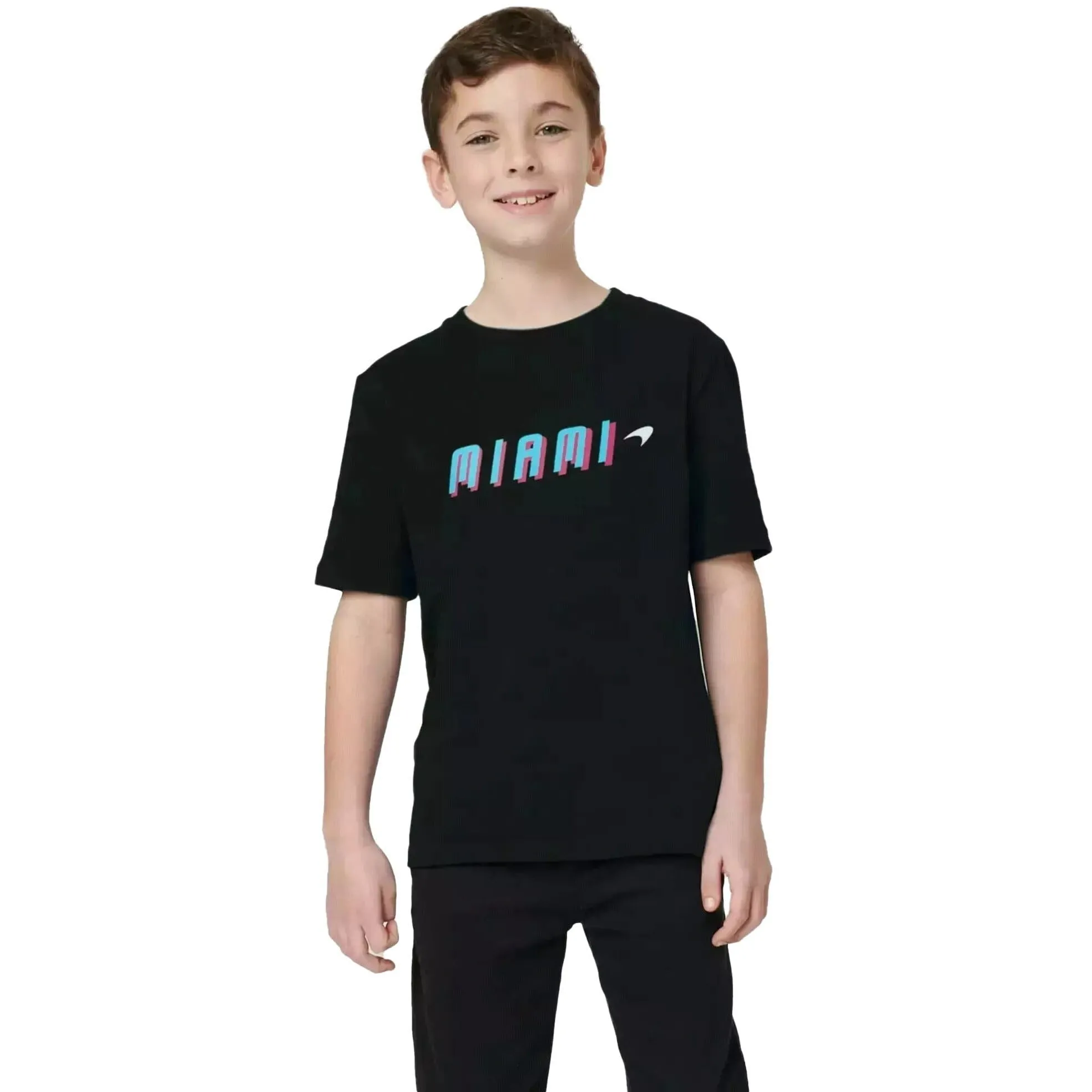 McLaren F1 Kids Miami Neon Graphic T-Shirt-Black/Vice Blue/Beetroot Purple