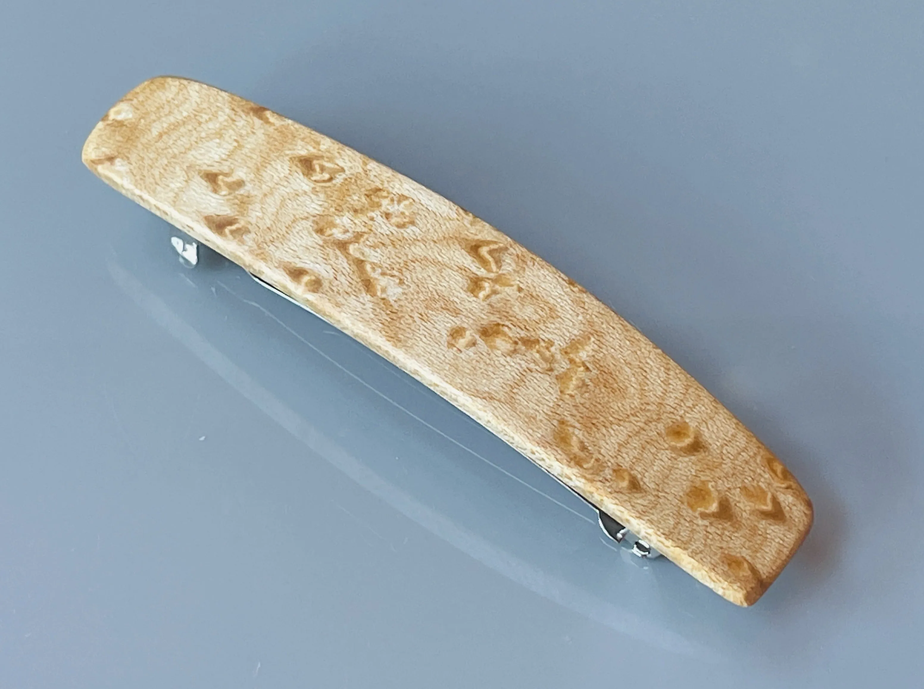 Medium Birdseye Maple light wood hair barrette, wood hair clip, wooden hair clip