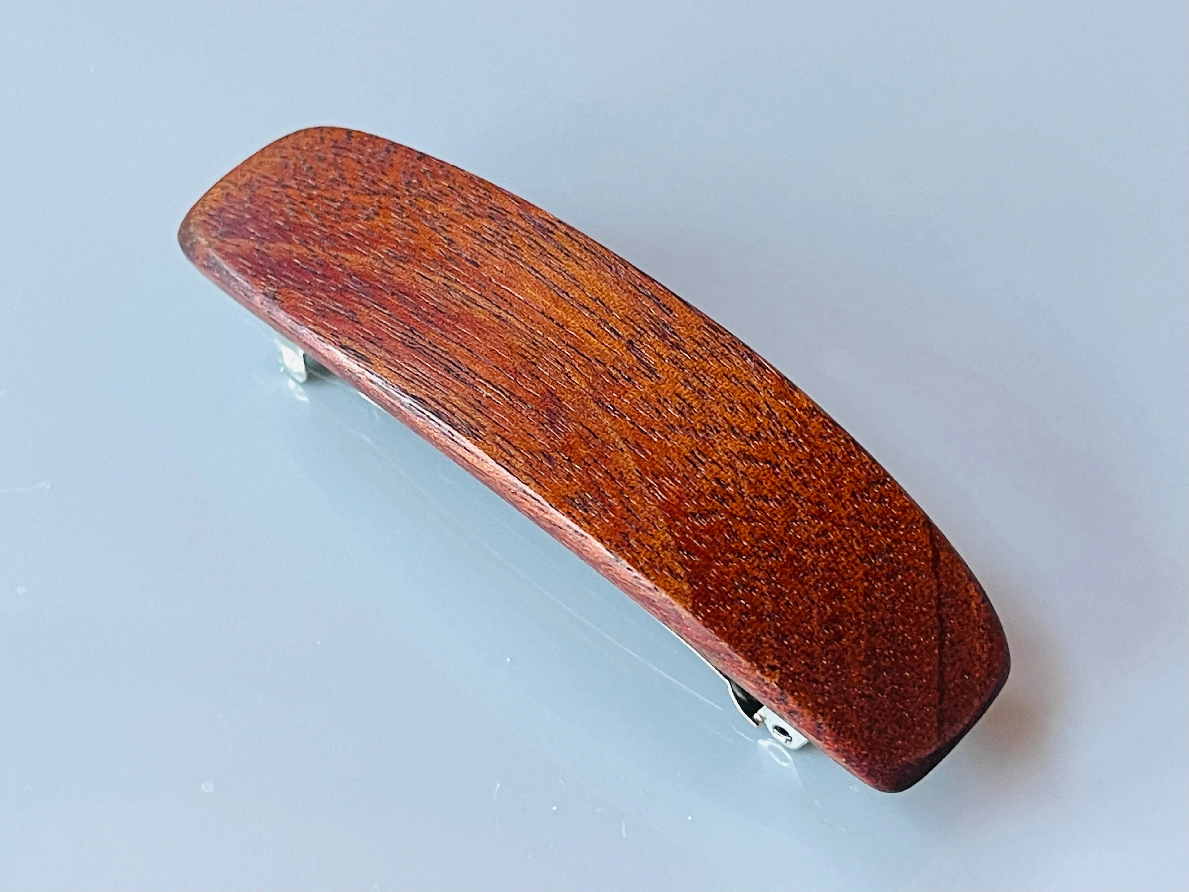 Medium Mahogany Wood Hair Barrette, red wood barrette, wooden barrette