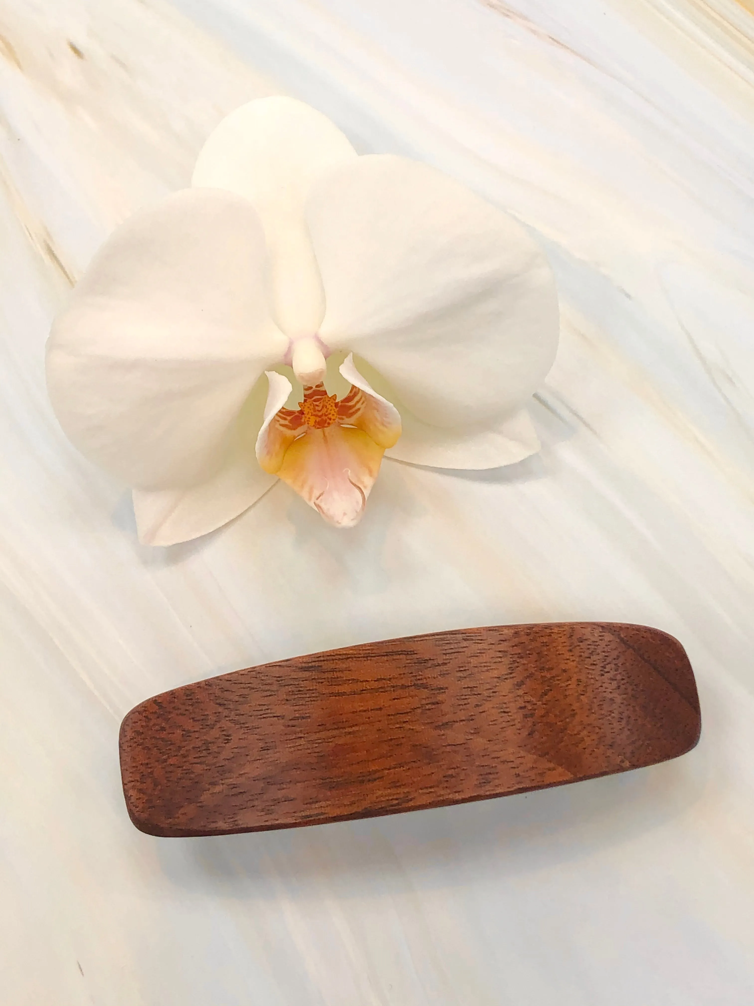 Medium Mahogany Wood Hair Barrette, red wood barrette, wooden barrette