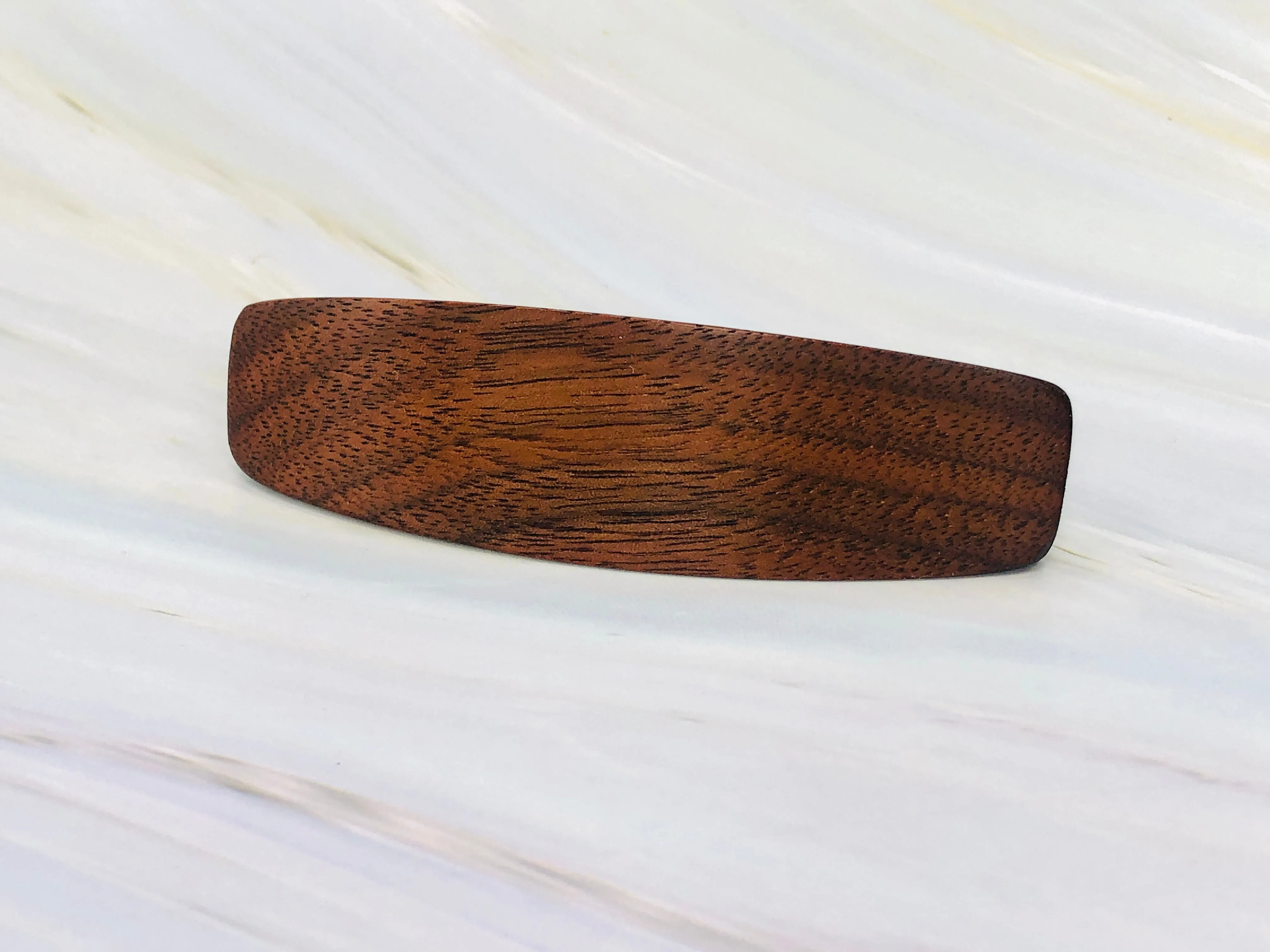 Medium Walnut Wood Barrette, Backyard Woods series wooden hair clip