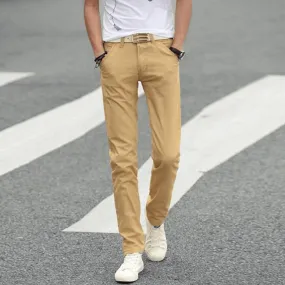 Men Solid Color Slim Fit Straight Pants XXS-3XL