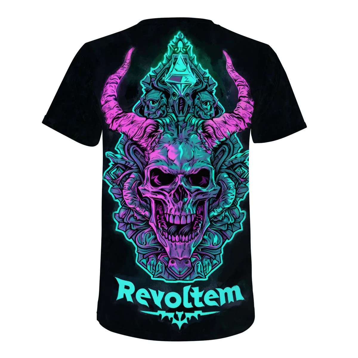 Men's All Over Print T-Shirt-Horns Neon