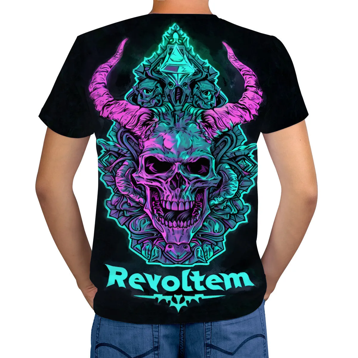 Men's All Over Print T-Shirt-Horns Neon