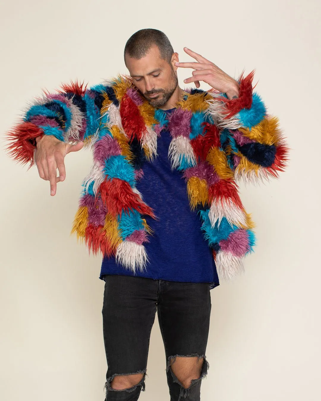 Men's Colorful Faux Fur Jacket | Butterfly