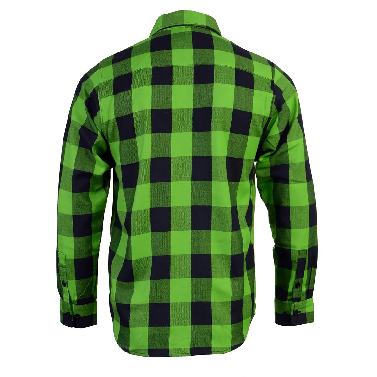 Milwaukee Leather MNG11656 Men's Flannel Plaid Shirt Black and Neon-Green Long Sleeve Cotton Button Down Shirt