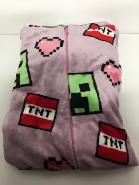 Minecraft Onesie Girls Tnt Kids Gaming Loungewear Pink Sleepsuit 5-6 Years