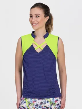 Neon Front Strap Sleeveless Polo Purple - FINAL SALE