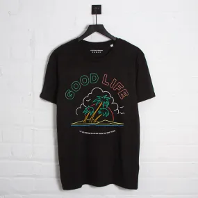 Neon Good Life Front Print - Tshirt - Black