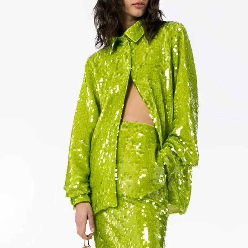 Neon Green Sequin Shirt