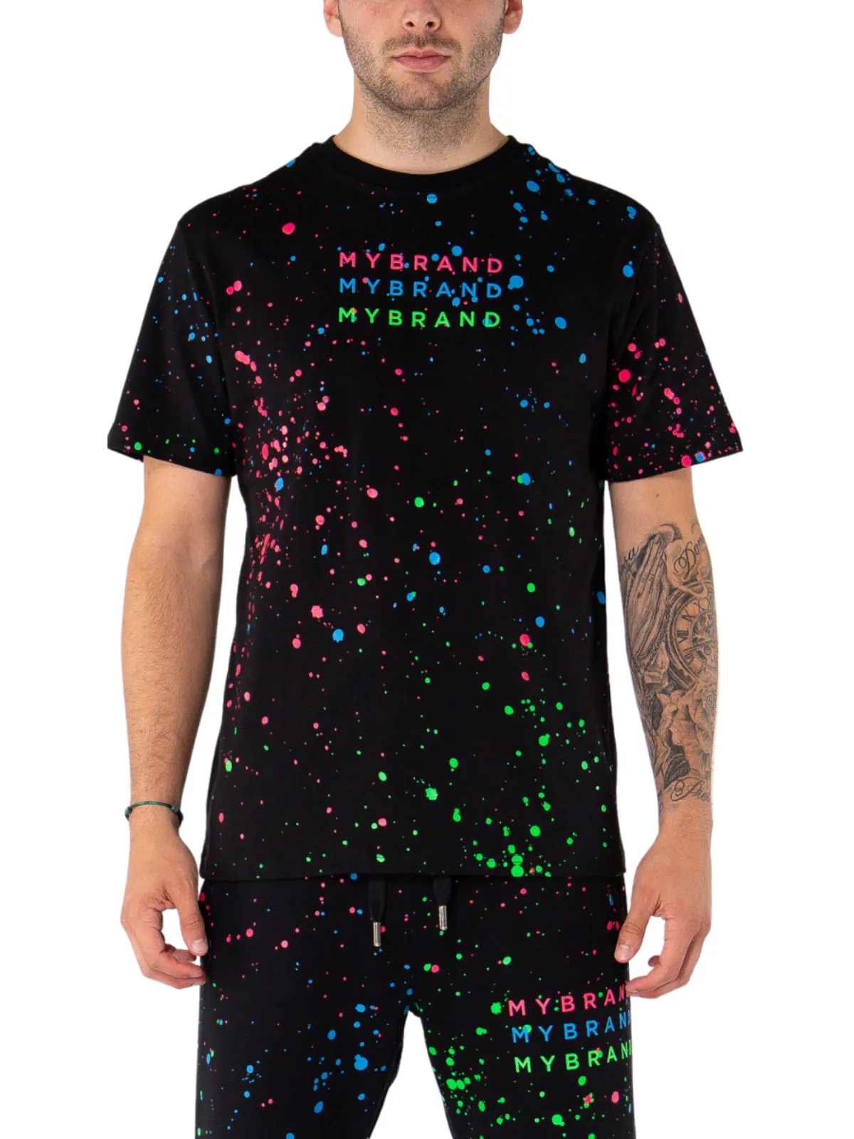 Neon Paint Splash MB T-shirt Black | BLACK