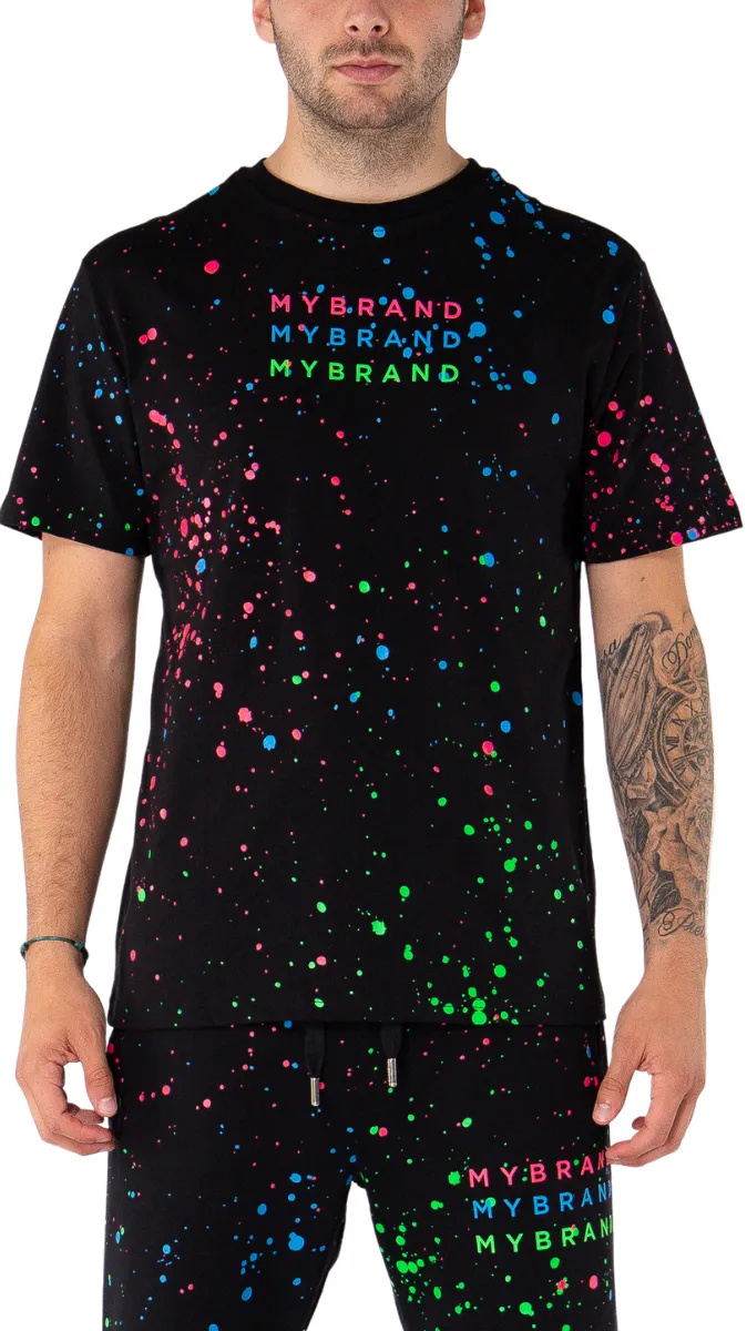 Neon Paint Splash MB T-shirt Black | BLACK