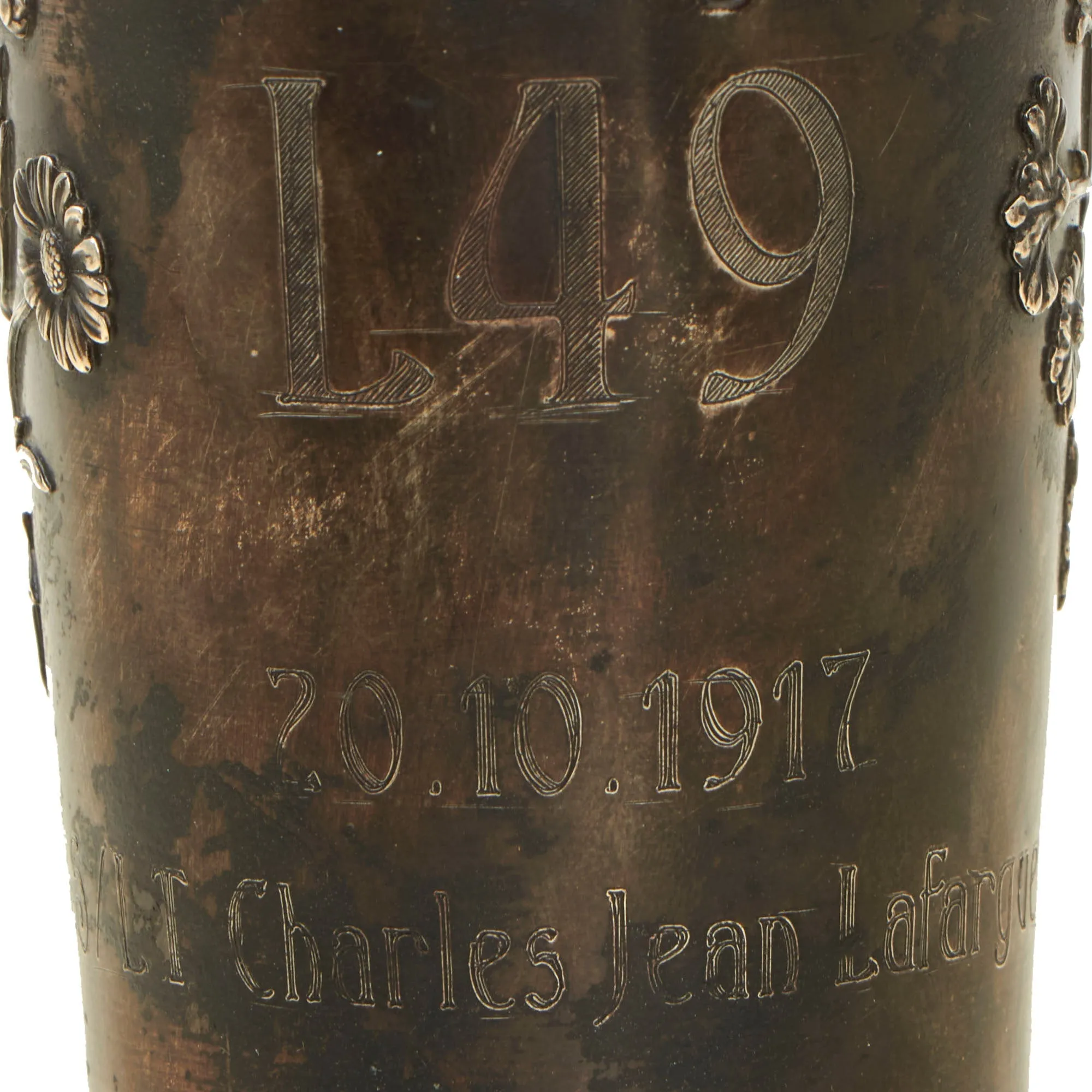 Original French WWI Sgt (Sub/Lt.) Charles Jean LaFargue of Escadrille Spa.152 Silver Commemoration Cup For Actions Taken In Shooting Down German Airship L49 - The First German Airship Successfully Captured